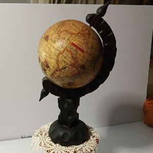 Vintage 1950's 15 Inches Tall Brown and Tan Globe Made In Spain